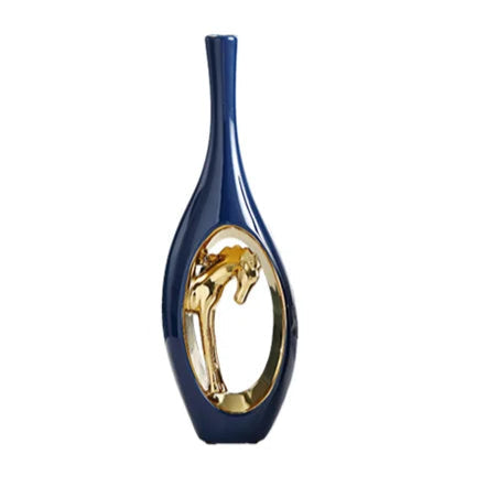 Ceramic Golden Horse Hollow Vase