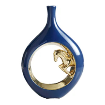Ceramic Golden Horse Hollow Vase