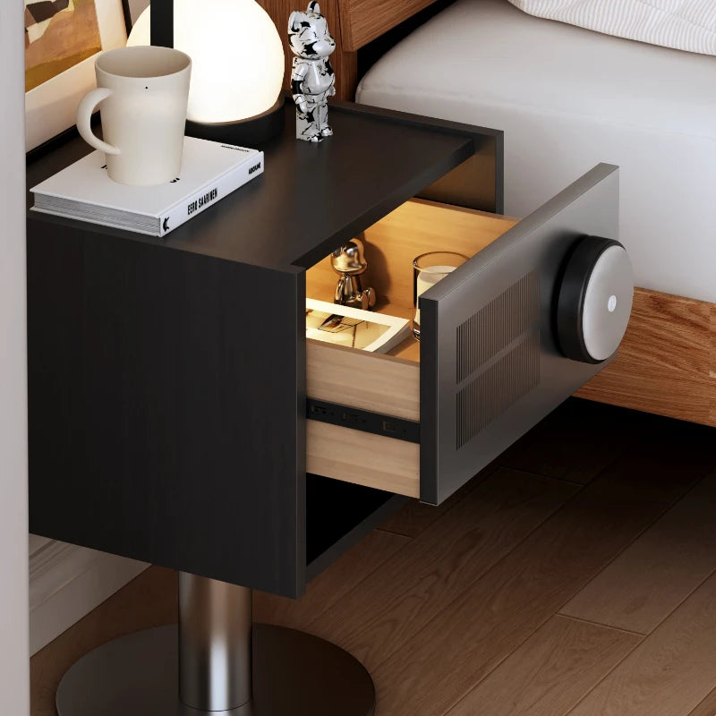 Wooden Unique Metal Modern Storage Bedsides Table