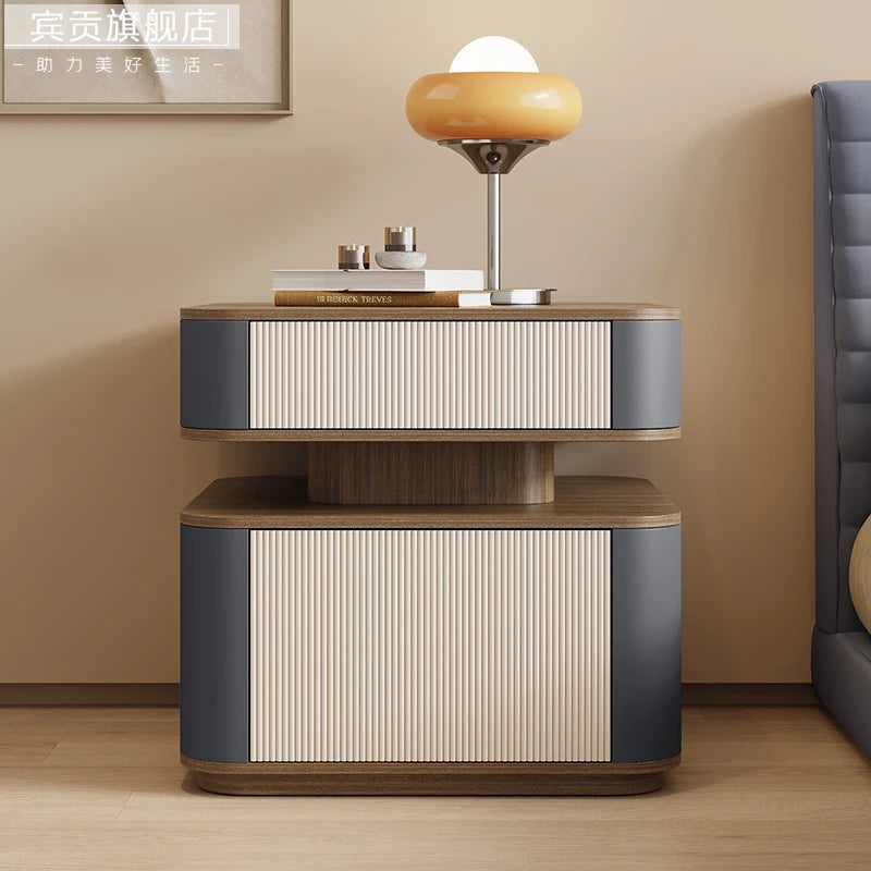 Minimalist Modern Aesthetic Bedside Table With Drawers