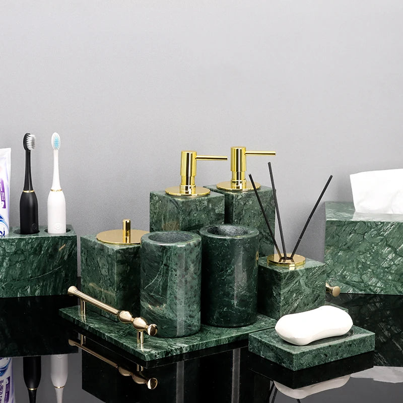 Green Natural Marble Bathroom Accessories