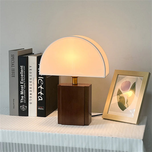 Wabi-Sabi Retro Solid Wood + Fabric Lampshade Table Lamp