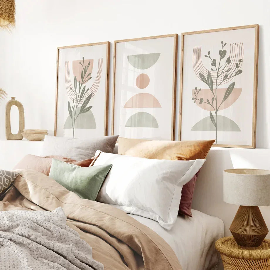 Simple Abstract Wall Art Bohemian Line Leaf Geometry HD Canvas Poster