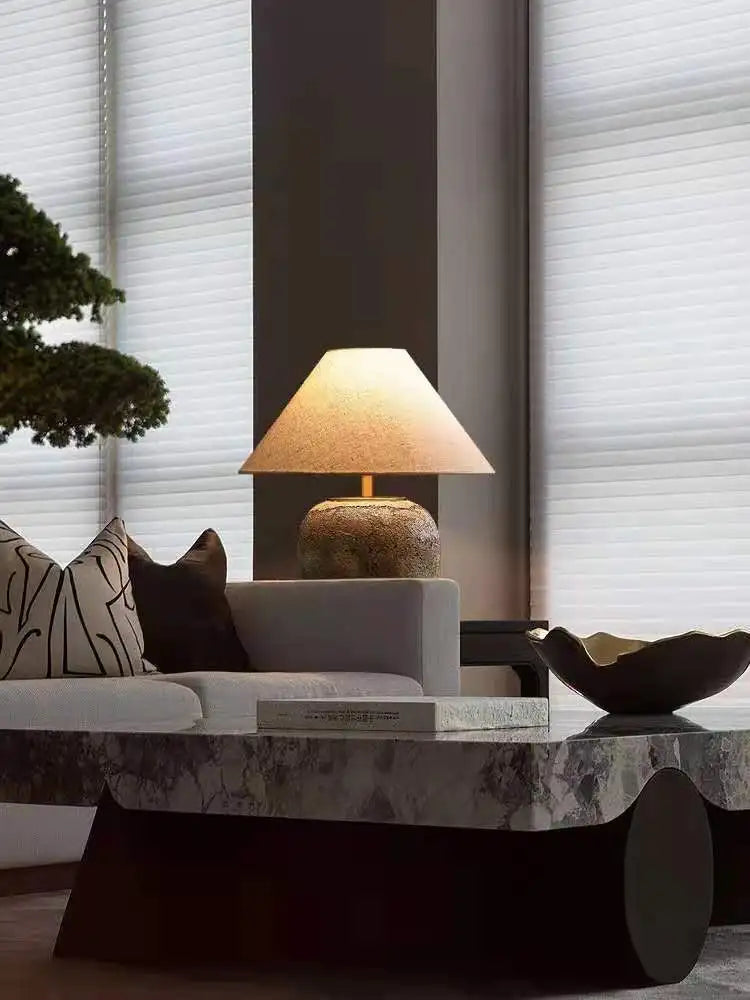 Ceramic Wabi Sabi Traditional Style Vintage Fabric  Table Lamp