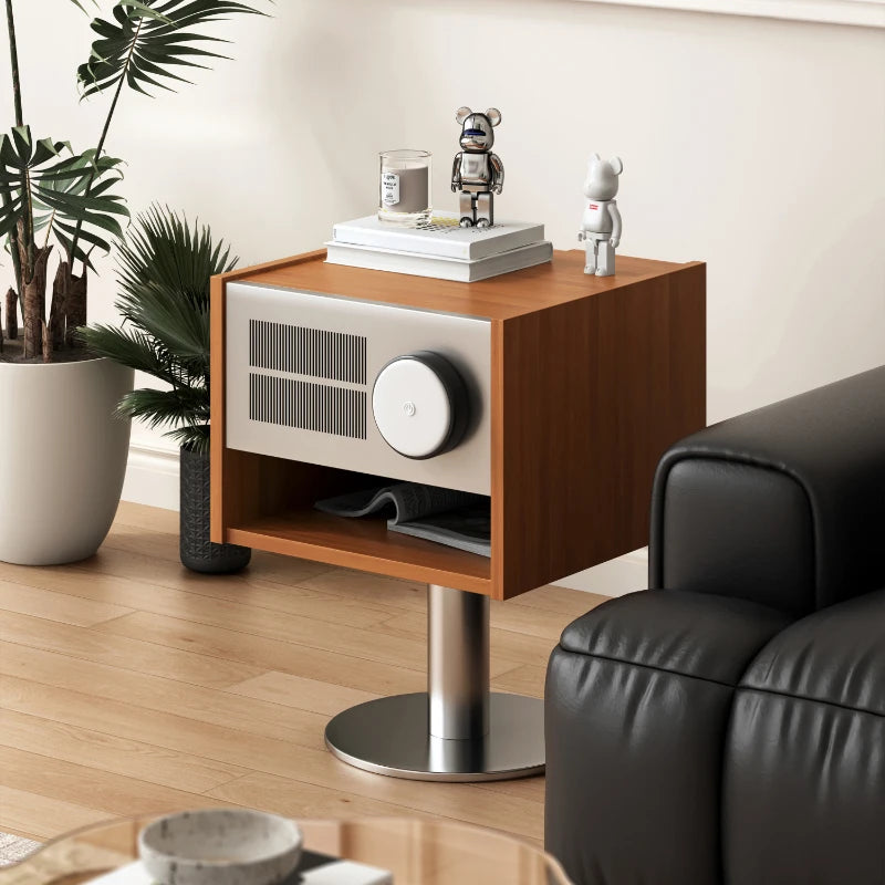 Wooden Unique Metal Modern Storage Bedsides Table
