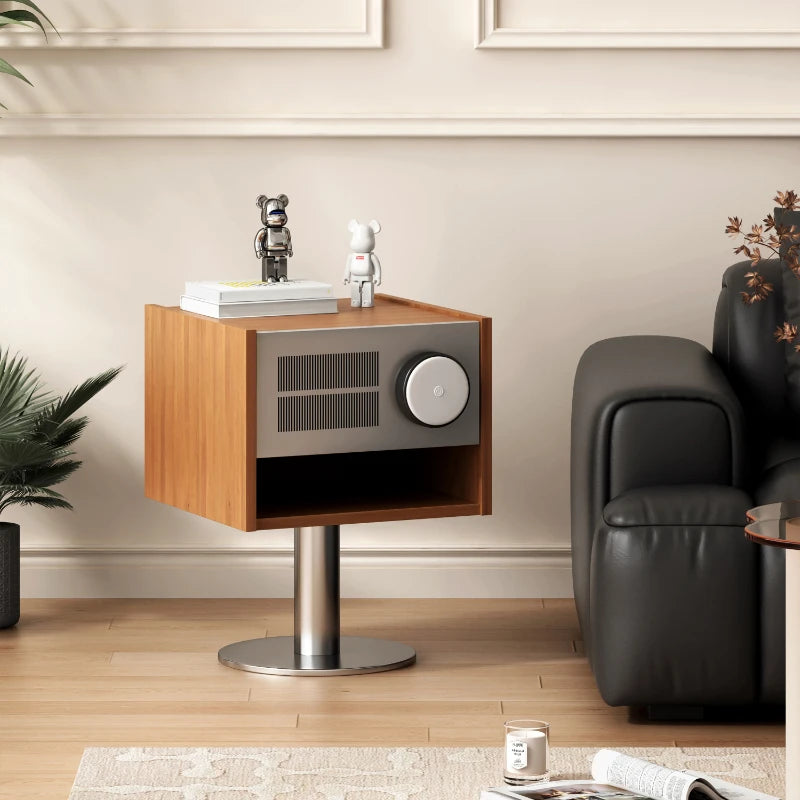 Wooden Unique Metal Modern Storage Bedsides Table