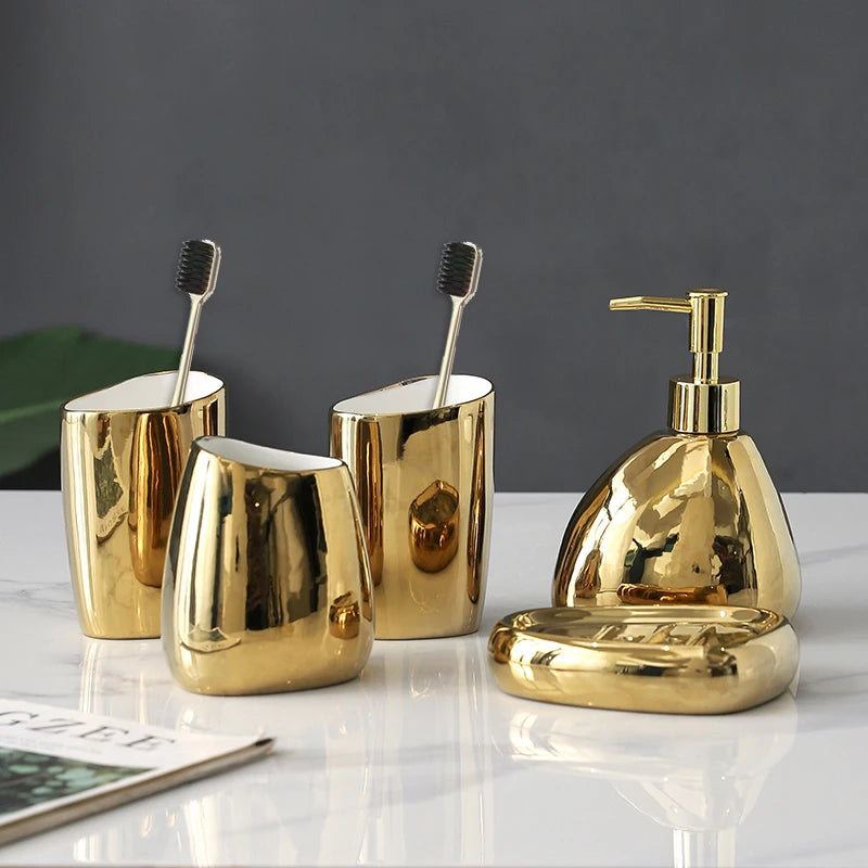 Golden Ceramic Bathroom Accessories