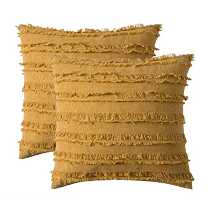 Mustard Yellow Set Of 2 Boho Throw Pillow Cover