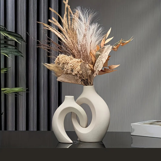 Hollow Nordic Modern Ceramic Vase Set Of 2