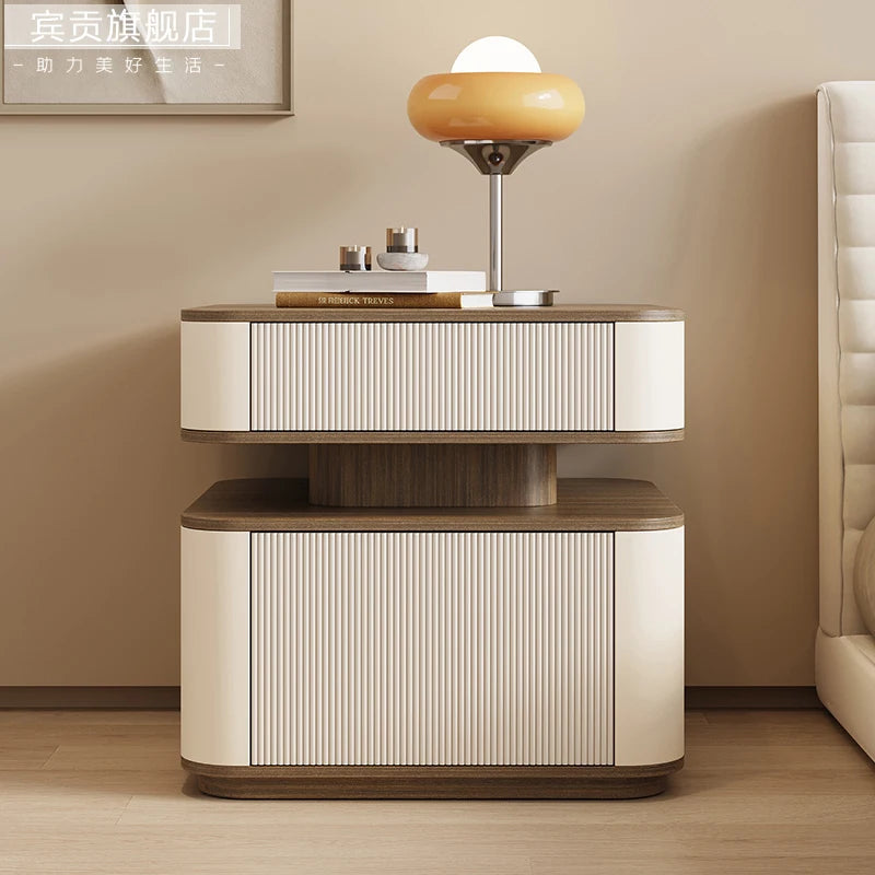 Minimalist Modern Aesthetic Bedside Table With Drawers