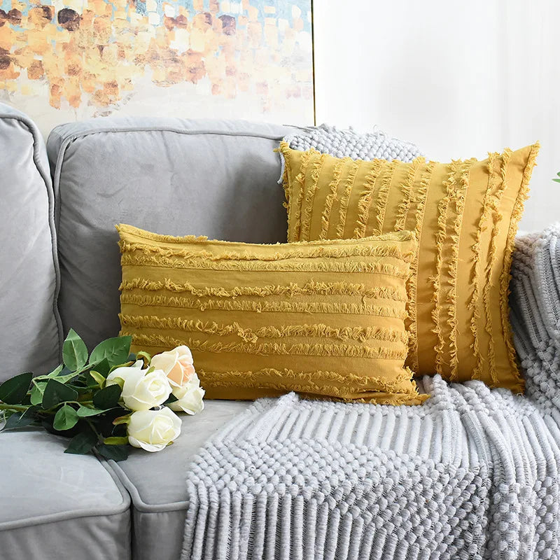 Mustard Yellow Set Of 2 Boho Throw Pillow Cover