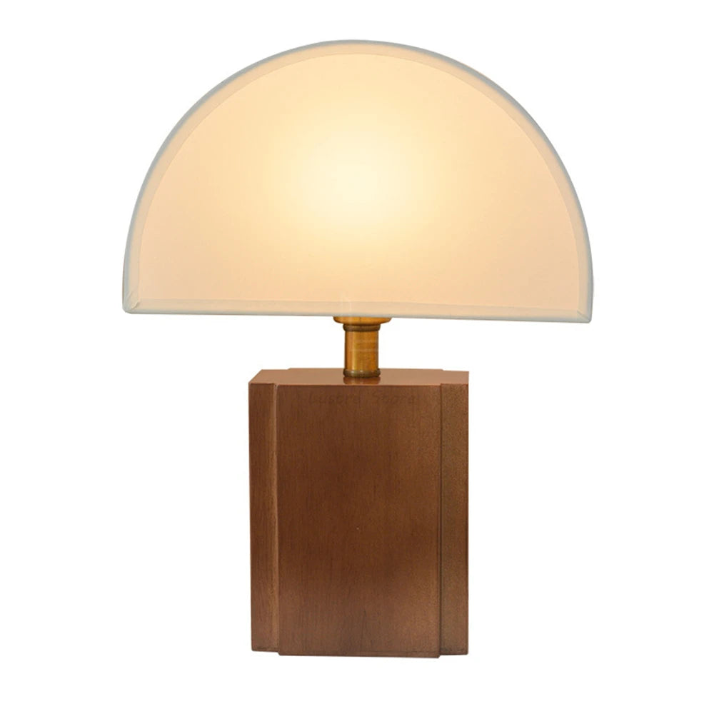 Wabi-Sabi Retro Solid Wood + Fabric Lampshade Table Lamp