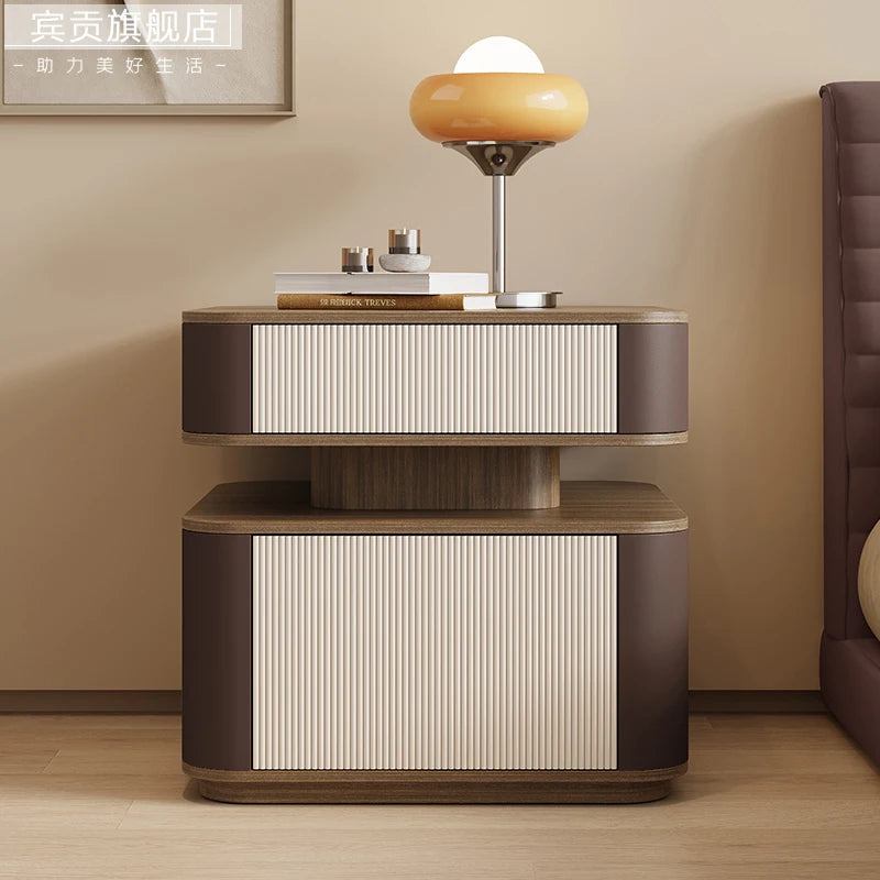 Minimalist Modern Aesthetic Bedside Table With Drawers