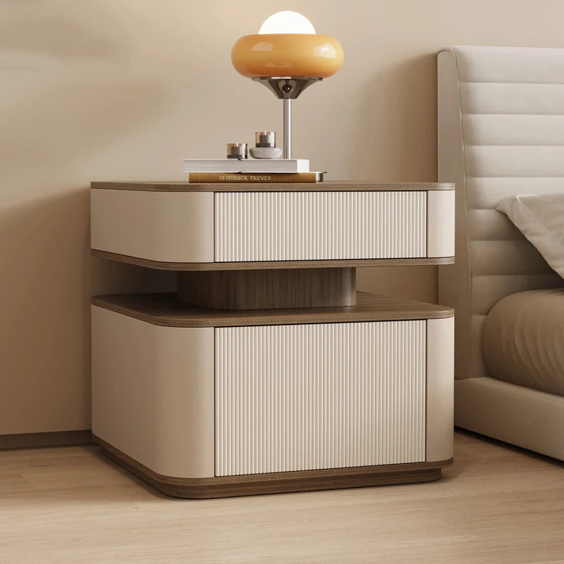 Minimalist Modern Aesthetic Bedside Table With Drawers