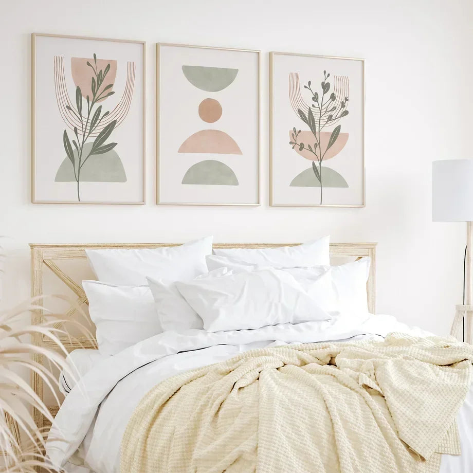 Simple Abstract Wall Art Bohemian Line Leaf Geometry HD Canvas Poster