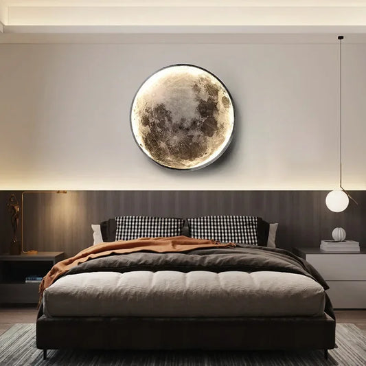 Modern Gray Moon LED Wall Lamp