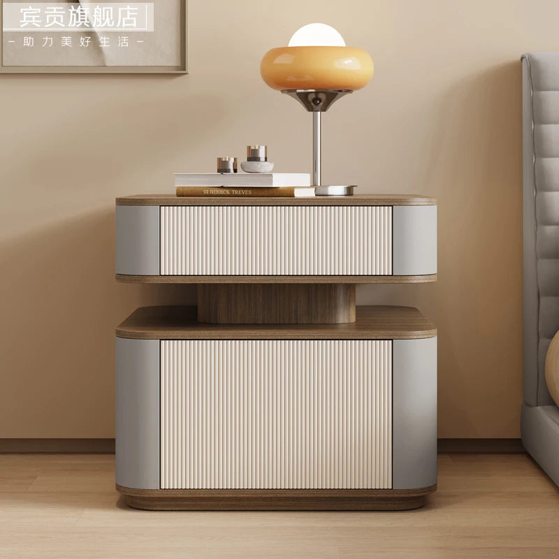 Minimalist Modern Aesthetic Bedside Table With Drawers