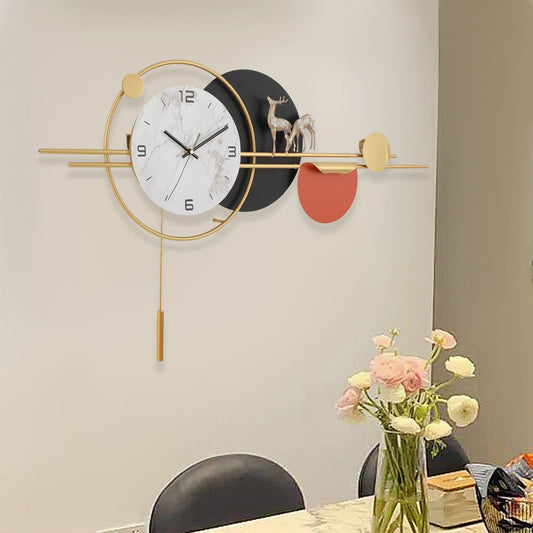 Wall Round Silent Non Ticking Metal Clock