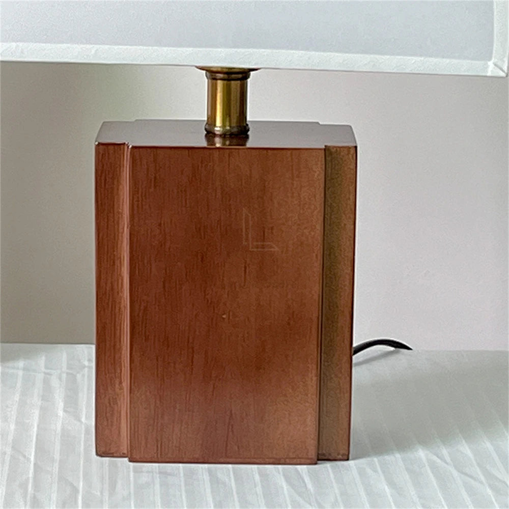 Wabi-Sabi Retro Solid Wood + Fabric Lampshade Table Lamp