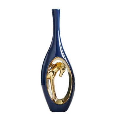 Ceramic Golden Horse Hollow Vase