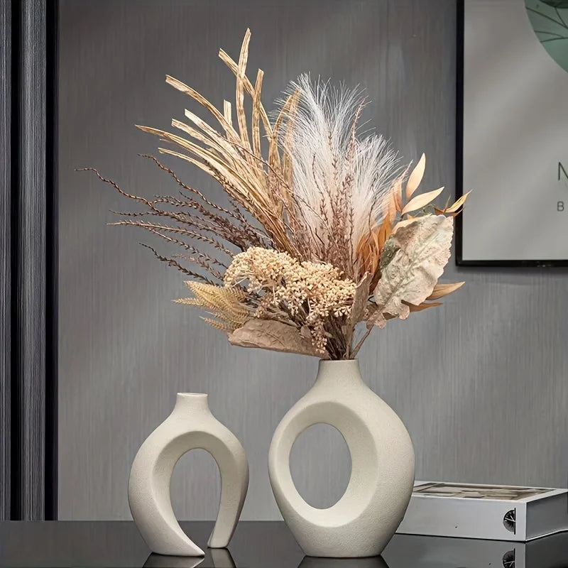 Hollow Nordic Modern Ceramic Vase Set Of 2