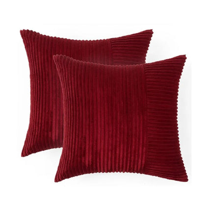 Corduroy Throw Cushion Covers Striped Patchwork