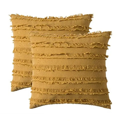 Mustard Yellow Set Of 2 Boho Throw Pillow Cover