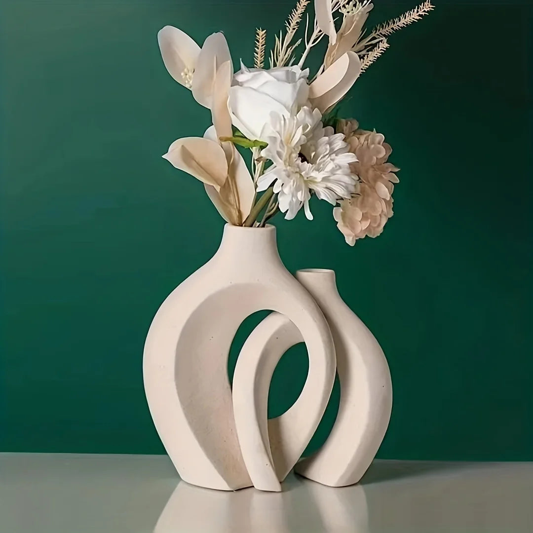 Hollow Nordic Modern Ceramic Vase Set Of 2