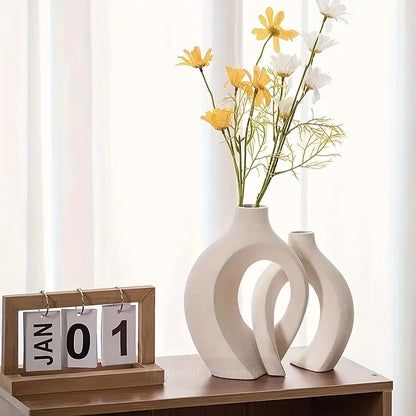 Hollow Nordic Modern Ceramic Vase Set Of 2