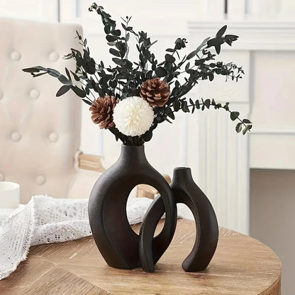 Hollow Nordic Modern Ceramic Vase Set Of 2
