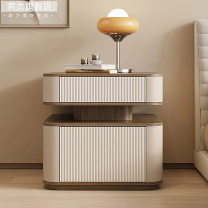 Minimalist Modern Aesthetic Bedside Table With Drawers