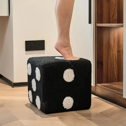 Dices Creative Cubic Imitation Lamb Shoes Stool