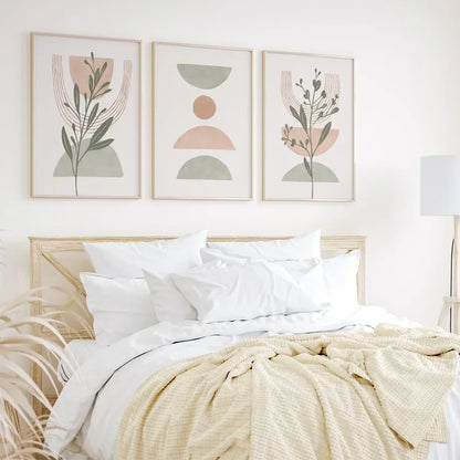 Simple Abstract Wall Art Bohemian Line Leaf Geometry HD Canvas Poster