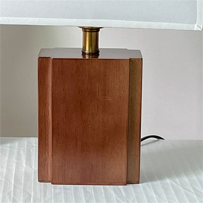Wabi-Sabi Retro Solid Wood + Fabric Lampshade Table Lamp