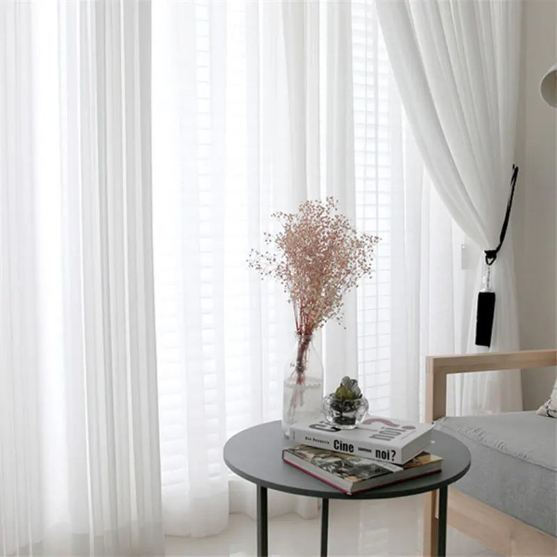 Modern Solid Tulle Window Curtains