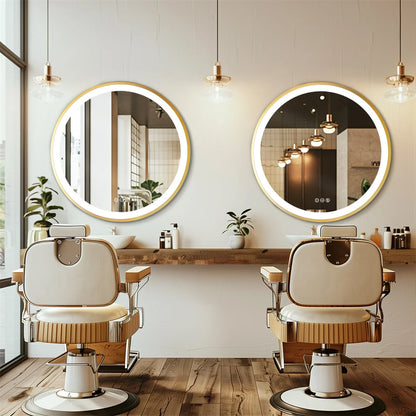 24 Inch Gold Frame Round Bathroom Mirror