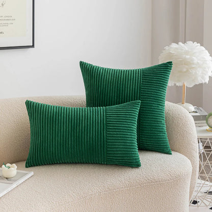Corduroy Throw Cushion Covers Striped Patchwork